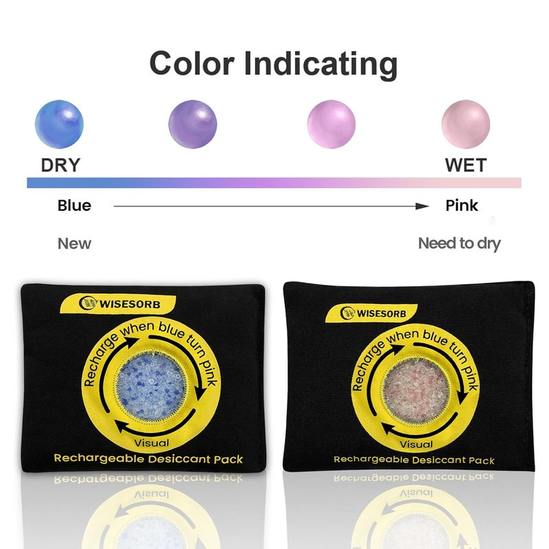 Wisesorb 100g Reusable Silica Gel Desiccant Packs, Rechargeable Dehumidifier Moisture Absorbers with Color Indicator for Bins, Gun Safes, Suitcases, 3D Printing Filaments, Electronics, Cars [3 Pack] - Image 4